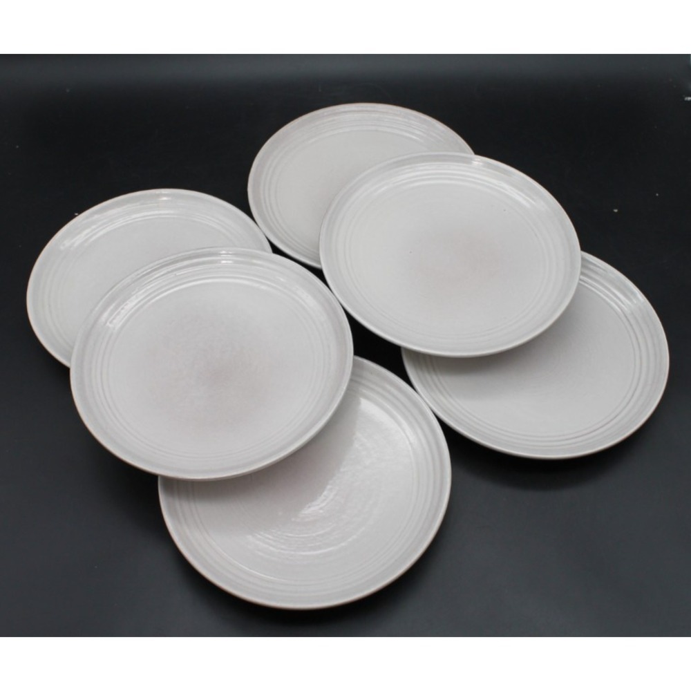 Rockcliffe Pottery Salad Plates Set of 6 Handmade Ceramic Canada Cream 7"